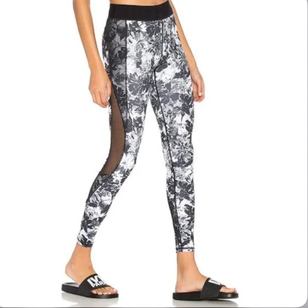 Ivy Park Black & White Floral leggings with mesh